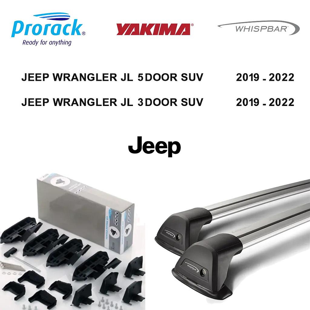 Set of YK K324 Fitting Kit Xl and YK S18W Whispbar Through 149Cm for Jeep Wrangler JL 5 Door SUV May 2019 -2022