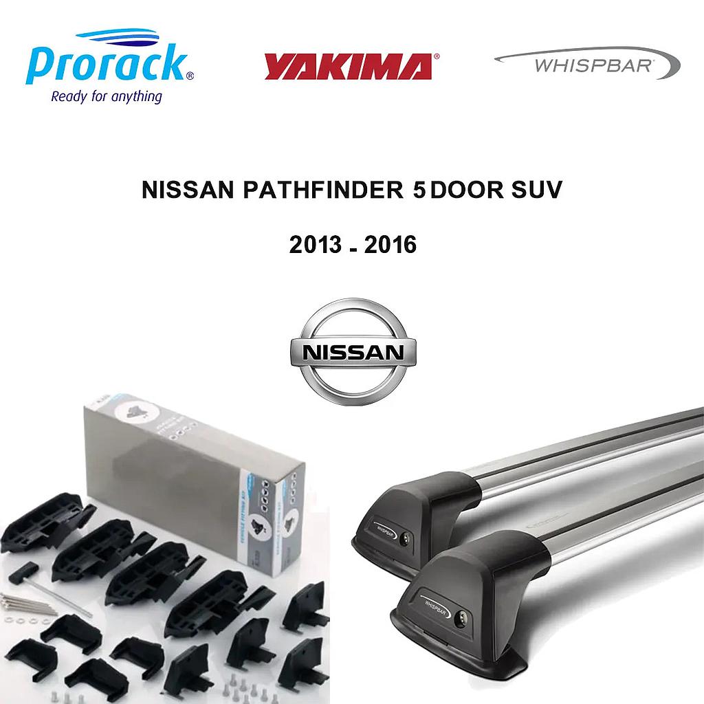 Set of YK S27W Whispbar Flush 105Cm & 110Cm and YK K328 Fitting Kit Xl for Nissan Pathfinder 5 Door SUV Nov 2013 - Feb 2017